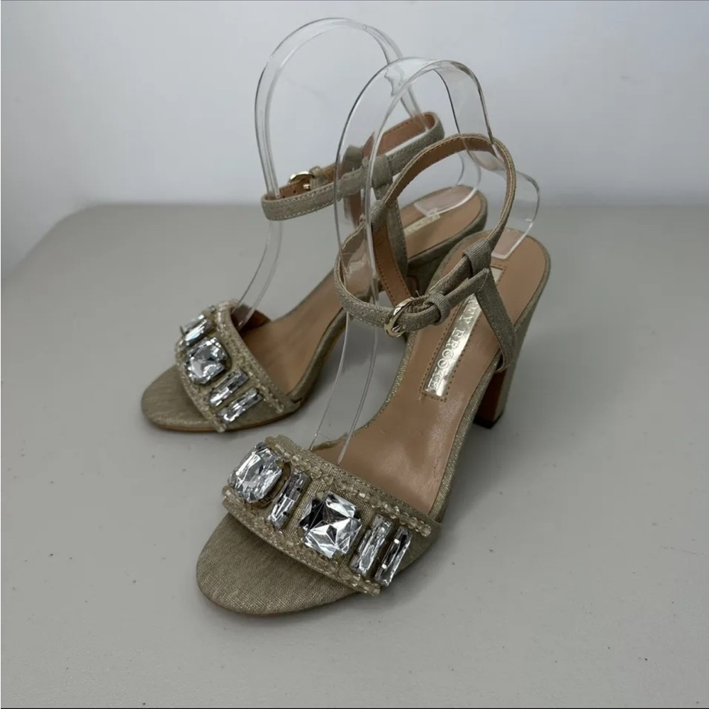 Audrey Brooke Janice Jeweled Open Toe High Heels Size 6